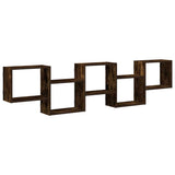 Mensola a Cubo da Parete 5 Scomparti in Truciolato Rovere Fumo