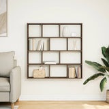 Mensola a Cubo da Muro 12 Scomparti in Truciolato Rovere Fumo