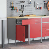 Mobile da lavoro 2 pcs Rosso e Grigio 100 x 55 x 85 cm