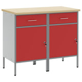 Mobile da lavoro 2 pcs Rosso e Grigio 100 x 55 x 85 cm