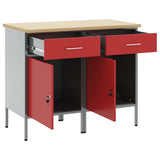 Mobile da lavoro 2 pcs Rosso e Grigio 100 x 55 x 85 cm