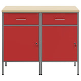 Mobile da lavoro 2 pcs Rosso e Grigio 100 x 55 x 85 cm