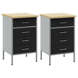 Mobile da lavoro 2 pcs Nero e Grigio 100 x 55 x 85 cm