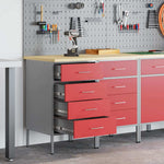 Mobile da lavoro 2 pcs Rosso e Grigio 100 x 55 x 85 cm