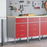 Mobile da lavoro 2 pcs Rosso e Grigio 100 x 55 x 85 cm