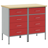 Mobile da lavoro 2 pcs Rosso e Grigio 100 x 55 x 85 cm