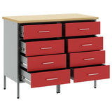 Mobile da lavoro 2 pcs Rosso e Grigio 100 x 55 x 85 cm