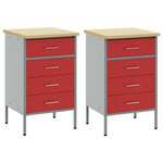 Mobile da lavoro 2 pcs Rosso e Grigio 100 x 55 x 85 cm