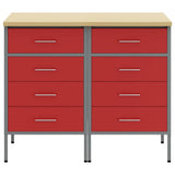 Mobile da lavoro 2 pcs Rosso e Grigio 100 x 55 x 85 cm