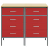 Mobile da lavoro 2 pcs Rosso e Grigio 100 x 55 x 85 cm