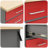 Mobile da lavoro 2 pcs Rosso e Grigio 100 x 55 x 85 cm