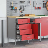 Mobile da lavoro 2 pcs Rosso e Grigio 100 x 55 x 85 cm