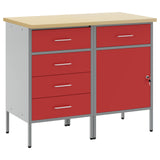 Mobile da lavoro 2 pcs Rosso e Grigio 100 x 55 x 85 cm