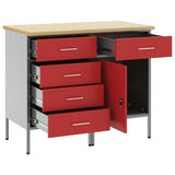 Mobile da lavoro 2 pcs Rosso e Grigio 100 x 55 x 85 cm