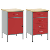 Mobile da lavoro 2 pcs Rosso e Grigio 100 x 55 x 85 cm