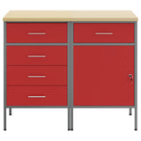 Mobile da lavoro 2 pcs Rosso e Grigio 100 x 55 x 85 cm