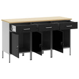Mobile da lavoro 3 pcs Nero e Grigio 150 x 55 x 85 cm