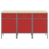 Mobile da lavoro 3 pcs Rosso e Grigio 150 x 55 x 85 cm