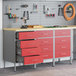 Mobile da lavoro 3 pcs Rosso e Grigio 150 x 55 x 85 cm