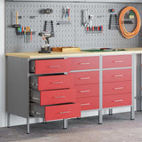 Mobile da lavoro 3 pcs Rosso e Grigio 150 x 55 x 85 cm