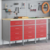 Mobile da lavoro 3 pcs Rosso e Grigio 150 x 55 x 85 cm