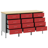 Mobile da lavoro 3 pcs Rosso e Grigio 150 x 55 x 85 cm