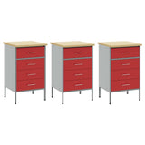 Mobile da lavoro 3 pcs Rosso e Grigio 150 x 55 x 85 cm