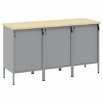 Mobile da lavoro 3 pcs Rosso e Grigio 150 x 55 x 85 cm