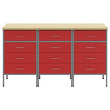 Mobile da lavoro 3 pcs Rosso e Grigio 150 x 55 x 85 cm