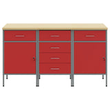 Mobile da lavoro con ruota 3 pcs Rosso e Grigio 75 x 45 x 85 cm