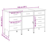Mobile da lavoro 3 pcs Nero e Grigio 150 x 55 x 85 cm