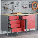 Mobile da lavoro 3 pcs Rosso e Grigio 150 x 55 x 85 cm