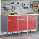 Mobile da lavoro 3 pcs Rosso e Grigio 150 x 55 x 85 cm