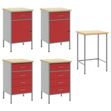 Mobile da lavoro 3 pcs Rosso e Grigio 150 x 55 x 85 cm