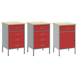 Mobile da lavoro 3 pcs Rosso e Grigio 150 x 55 x 85 cm
