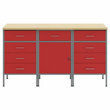 Mobile da lavoro 3 pcs Rosso e Grigio 150 x 55 x 85 cm