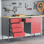 Mobile da lavoro con cassetto 3 pcs Rosso 150 x 55 x 85 cm