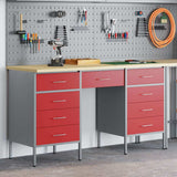 Mobile da lavoro con cassetto 3 pcs Rosso 150 x 55 x 85 cm