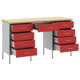 Mobile da lavoro con cassetto 3 pcs Rosso 150 x 55 x 85 cm