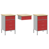 Mobile da lavoro con cassetto 3 pcs Rosso 150 x 55 x 85 cm