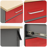 Mobile da lavoro 4 pcs Rosso Legno ingegnerizzato e acciaio