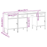 Mobile da lavoro 4 pcs Rosso Legno ingegnerizzato e acciaio