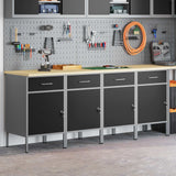 Mobile da lavoro 4 pcs Nero e Grigio 200 x 55 x 85 cm