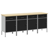 Mobile da lavoro 4 pcs Nero e Grigio 200 x 55 x 85 cm
