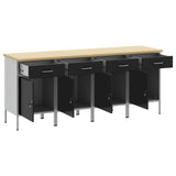 Mobile da lavoro 4 pcs Nero e Grigio 200 x 55 x 85 cm