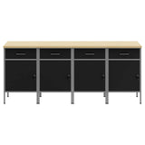 Mobile da lavoro 4 pcs Nero e Grigio 200 x 55 x 85 cm