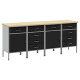 Mobile da lavoro 4 pcs Nero e Grigio 200 x 55 x 85 cm