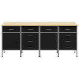 Mobile da lavoro 4 pcs Nero e Grigio 200 x 55 x 85 cm