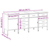 Mobile da lavoro 4 pcs Rosso e Grigio 200 x 55 x 85 cm