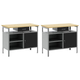 Set banco da lavoro 2 pcs Nero e Grigio 200 x 55 x 85 cm